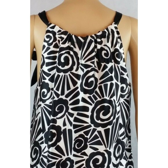 White House Black Market Women (6) 100% Silk Black & White Abstract Floral Dress - Picture 7 of 10
